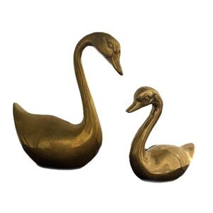 Brass Swans Figurine Set